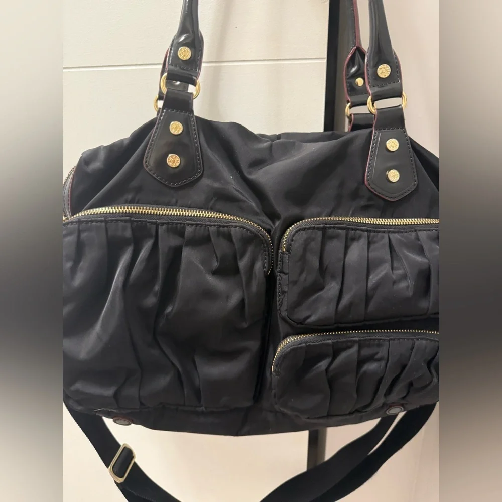 MZ Wallace Black Nylon Laptop Shoulder Bag Pockets